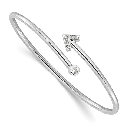 Sterlingsilber Rhodiniert Zirkonia Pfeil Flexibel Manschette Armreif Armband
