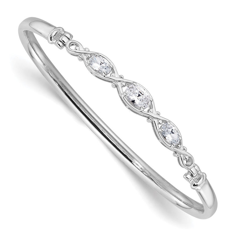 Sterlingsilber Rhodiniert Poliert Zirkonia Haken Closure Armreif Armband