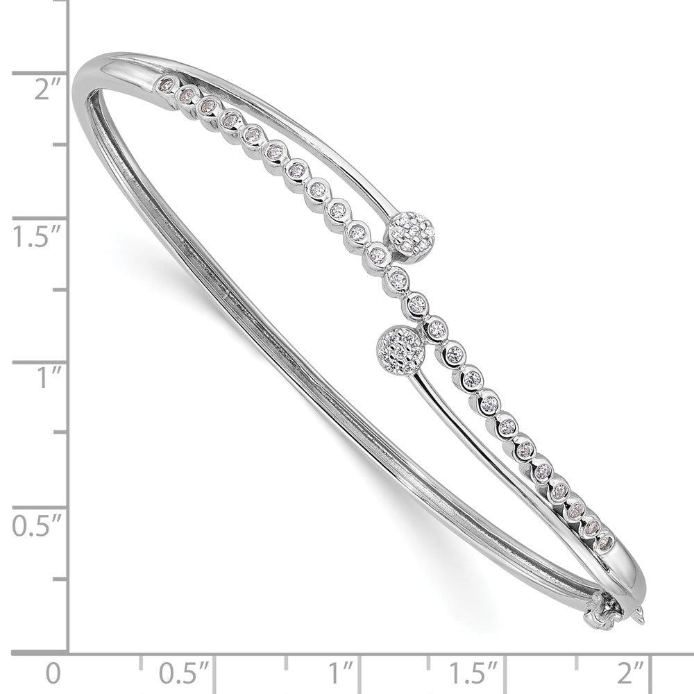 Sterlingsilber Rhodiniert Poliert Zirkonia Klappbar Armreif Armband