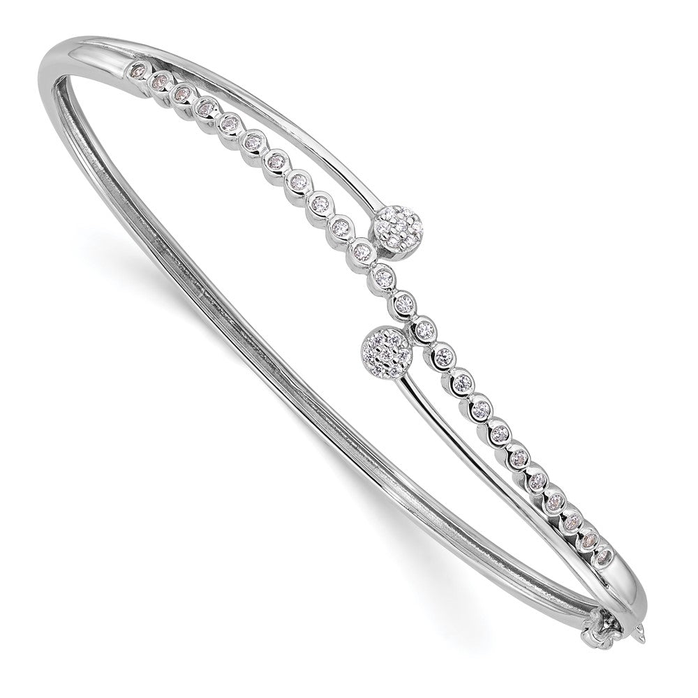 Sterlingsilber Rhodiniert Poliert Zirkonia Klappbar Armreif Armband