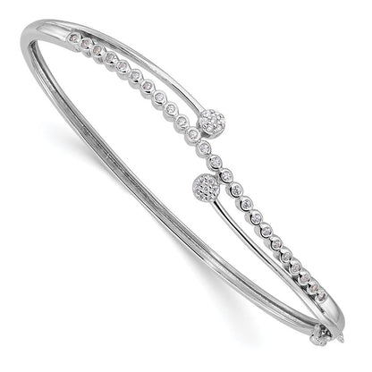 Sterlingsilber Rhodiniert Poliert Zirkonia Klappbar Armreif Armband