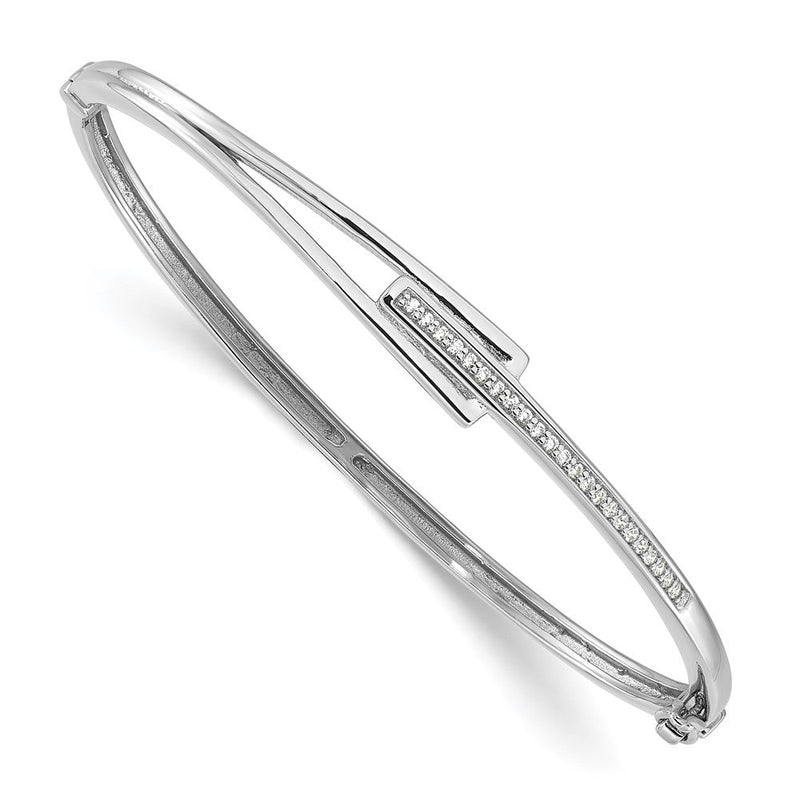 Sterlingsilber Rhodiniert Poliert Fantasie Zirkonia Klappbar Armreif