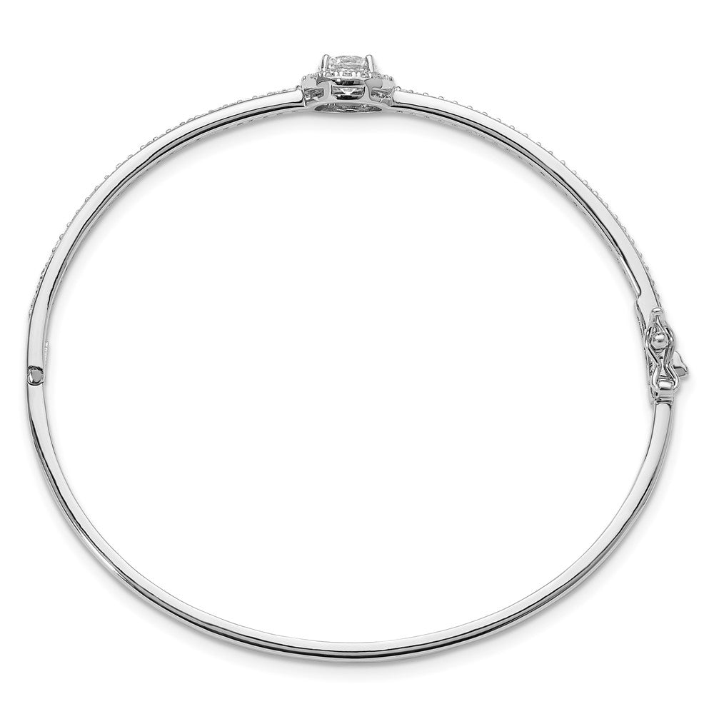 Sterlingsilber Rhodiniert Poliert Zirkonia Klappbar Armreif Armband