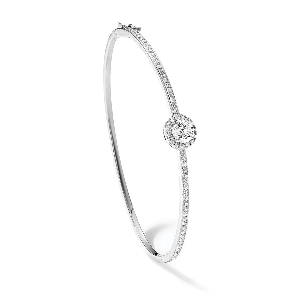Sterlingsilber Rhodiniert Poliert Zirkonia Klappbar Armreif Armband