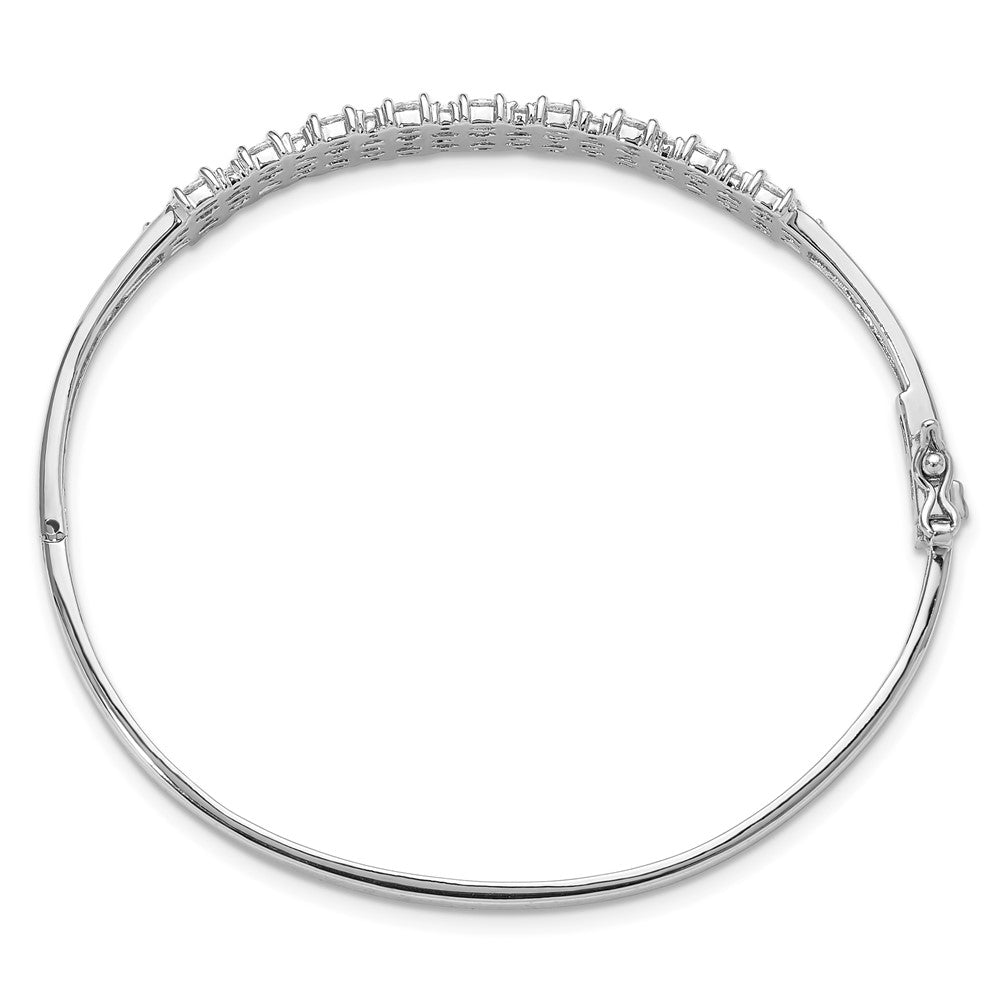 Sterlingsilber Rhodiniert Poliert Abgestuft Zirkonia 3 Reihe Klappbar Armband