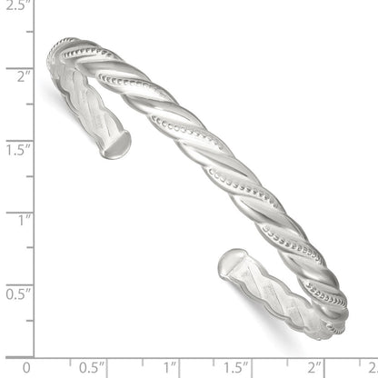 Sterlingsilber Poliert & Strukturiert Gedreht Manschette Armreif Armband
