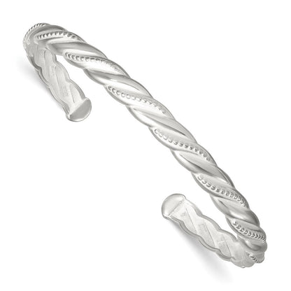 Sterlingsilber Poliert & Strukturiert Gedreht Manschette Armreif Armband