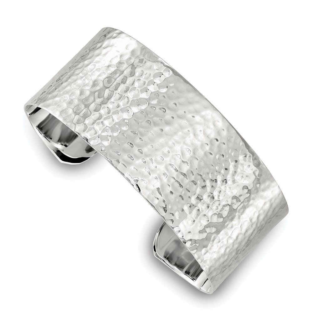 Sterlingsilber 25mm Flach Gehämmert Manschette Armreif