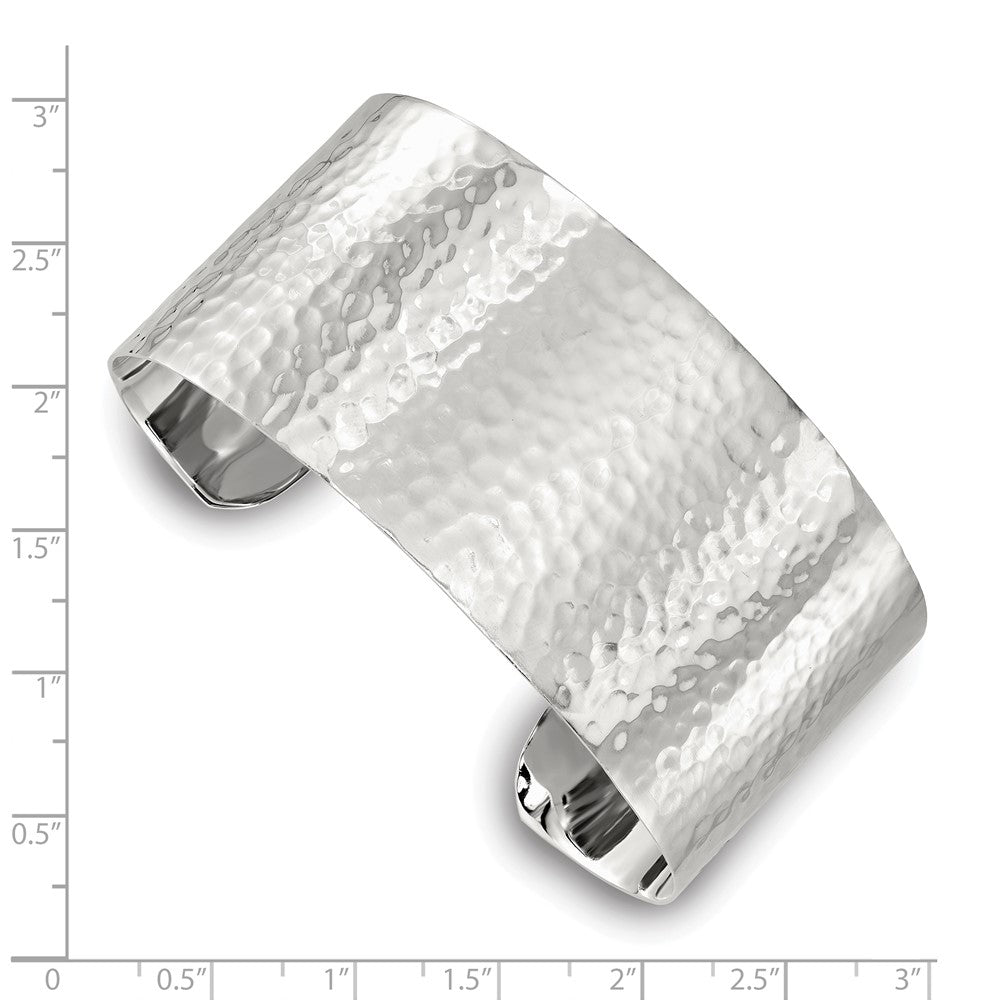 Sterlingsilber 30mm Flach Gehämmert Manschette Armreif