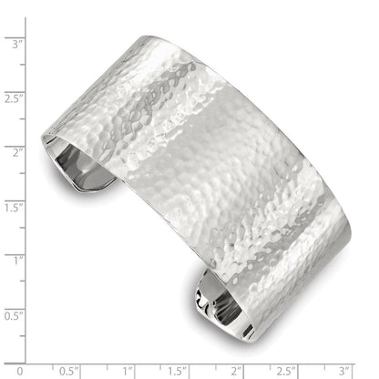 Sterlingsilber 30mm Flach Gehämmert Manschette Armreif