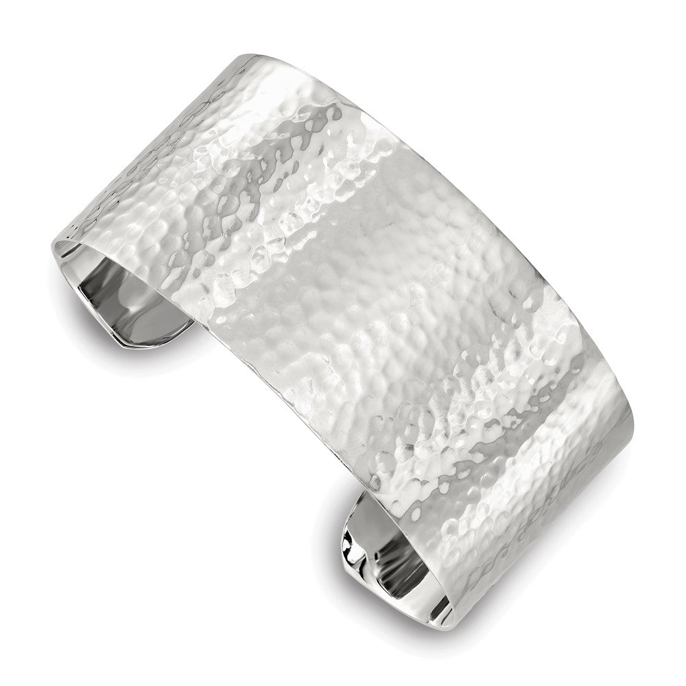 Sterlingsilber 30mm Flach Gehämmert Manschette Armreif