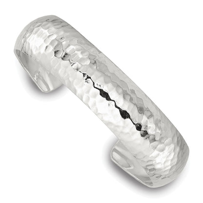 Sterlingsilber 15mm Gewölbt Gehämmert Manschette Armreif