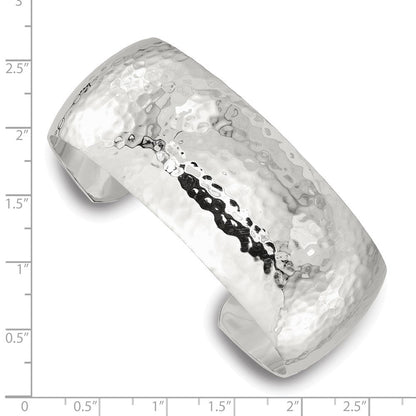 Sterlingsilber 25mm Gewölbt Gehämmert Manschette Armreif