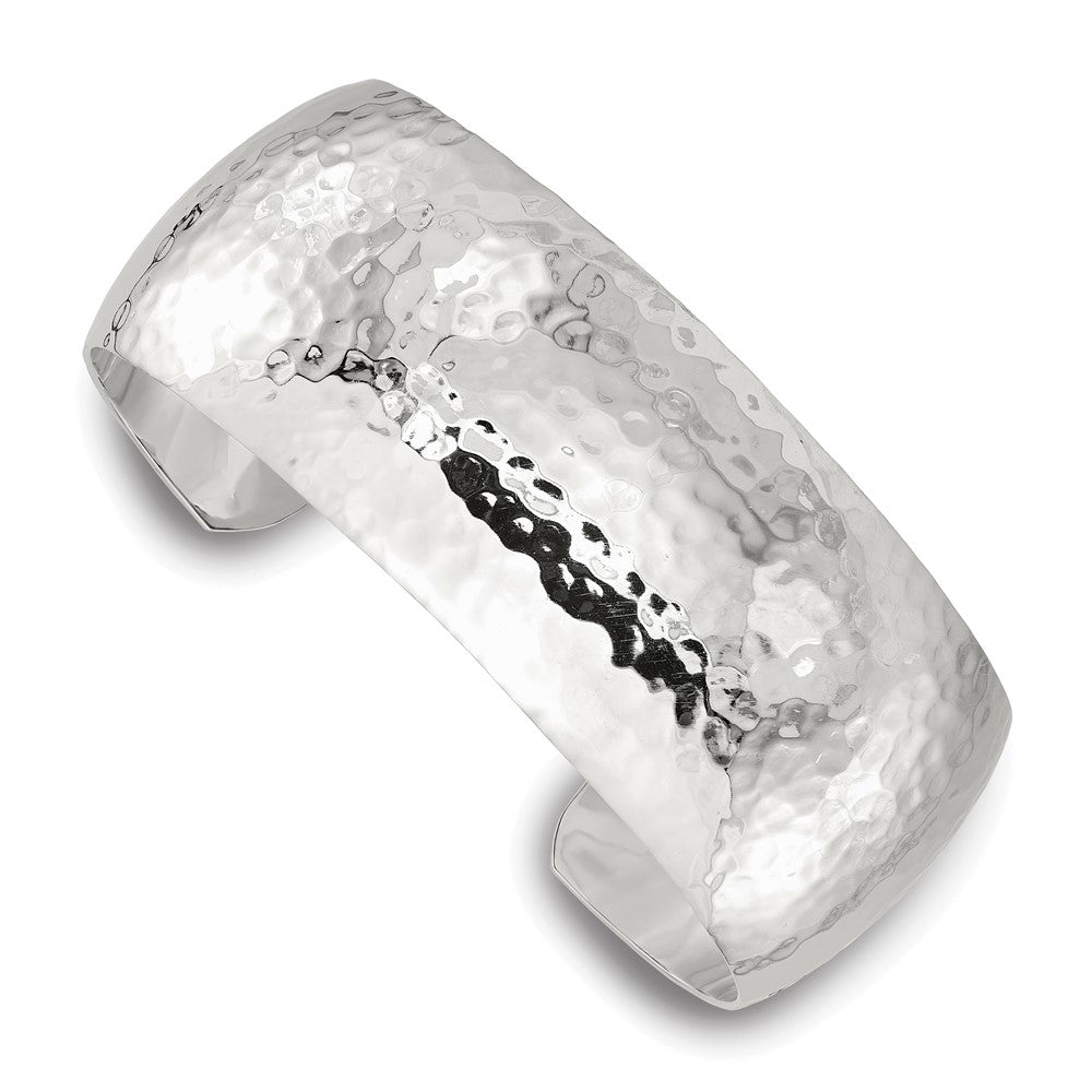 Sterlingsilber 25mm Gewölbt Gehämmert Manschette Armreif