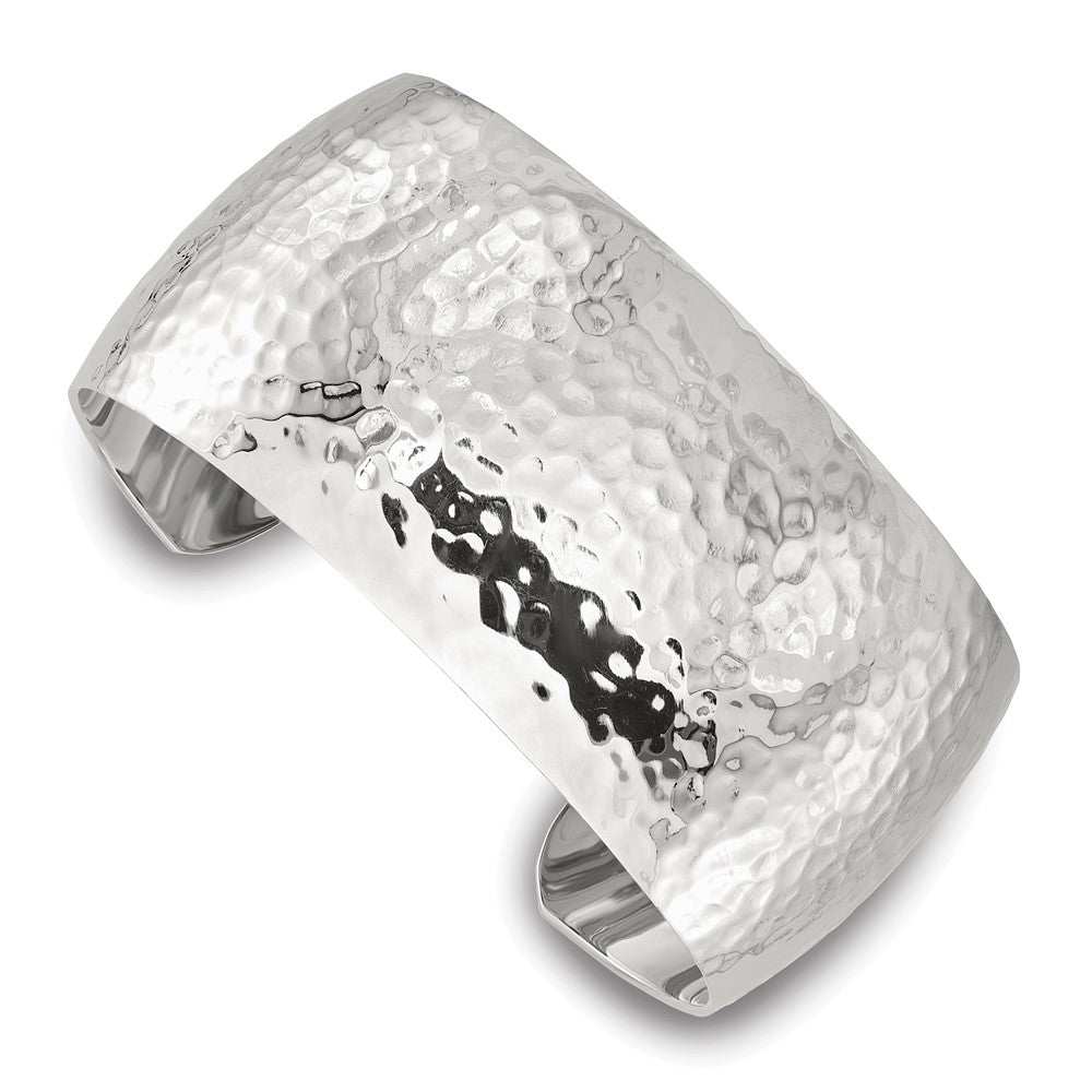 Sterlingsilber 30mm Gewölbt Gehämmert Manschette Armreif