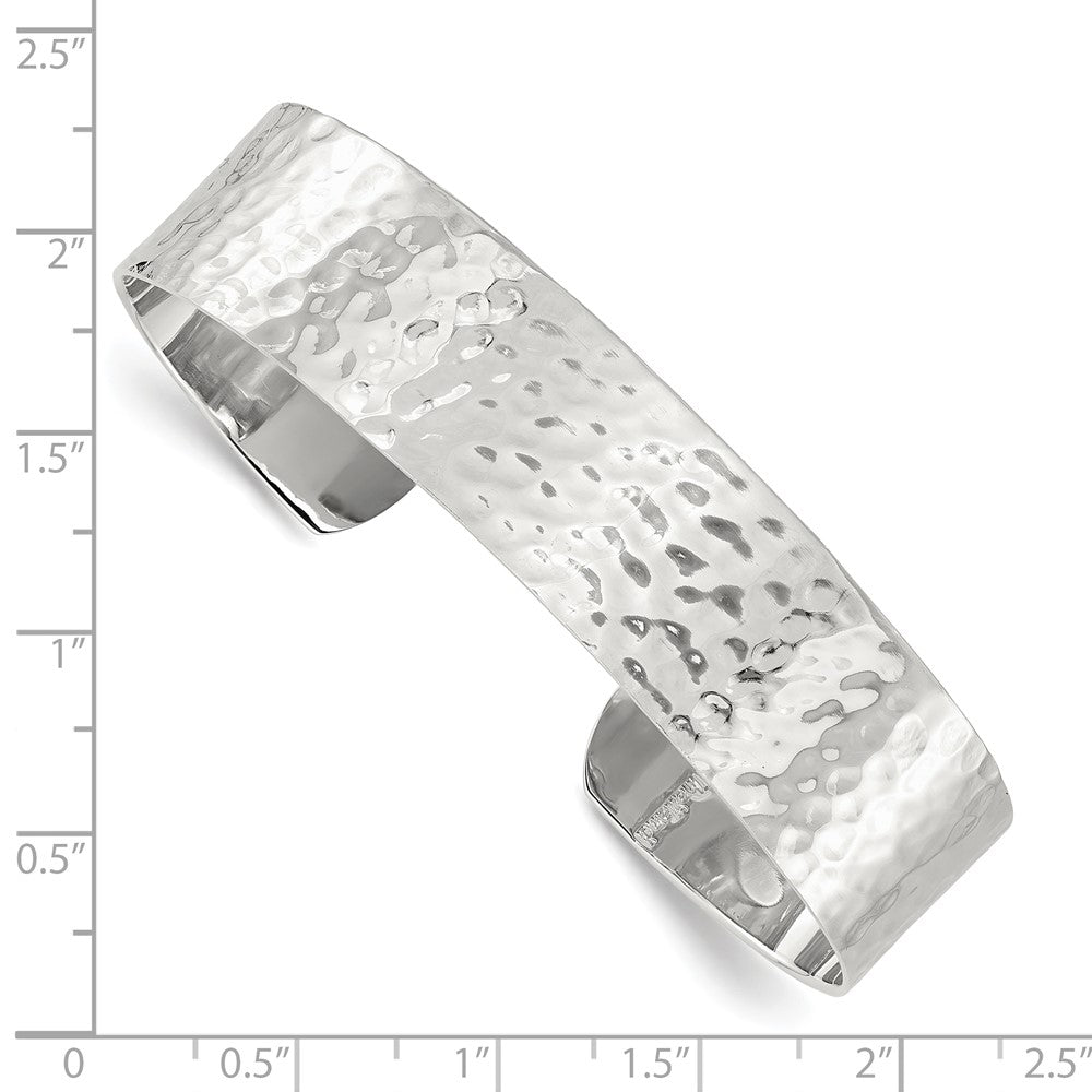 Sterlingsilber 15mm Flach Gehämmert Manschette Armreif