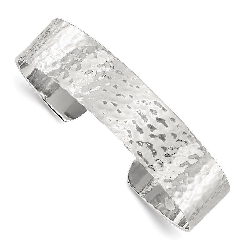Sterlingsilber 15mm Flach Gehämmert Manschette Armreif