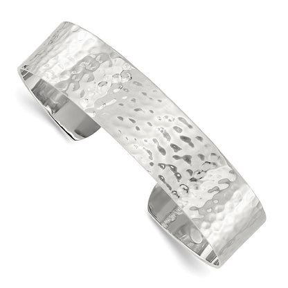 Sterlingsilber 15mm Flach Gehämmert Manschette Armreif