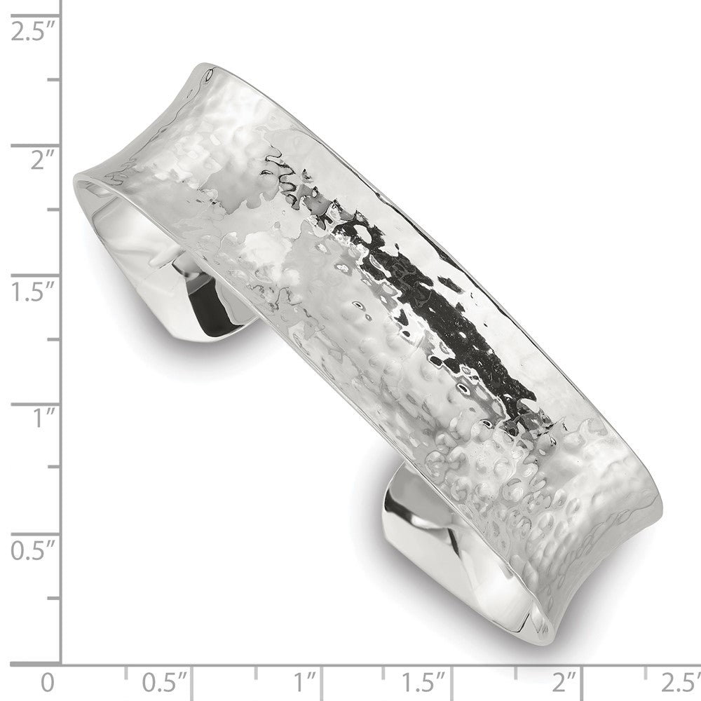 Sterlingsilber 15mm Konkav Gehämmert Manschette Armreif