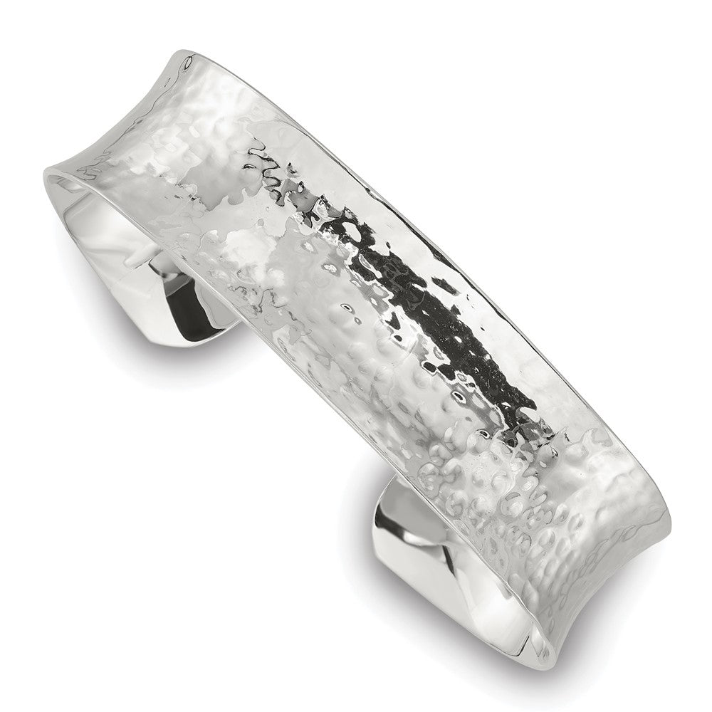 Sterlingsilber 15mm Konkav Gehämmert Manschette Armreif