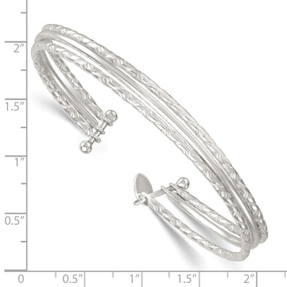 Sterlingsilber Poliert und Strukturiert 3 Ring Manschette Armreif