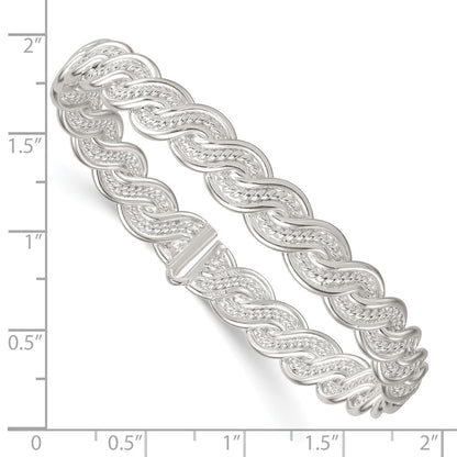 Sterlingsilber Poliert Gedreht und Geflochten Flexibel Armreif
