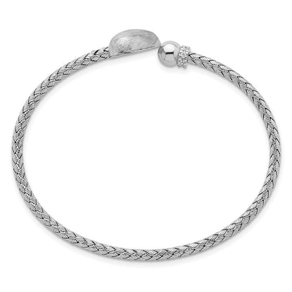 Sterlingsilber Rhodiniert Zirkonia Gebürstet Herz Manschette Armreif