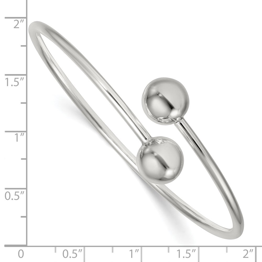 Sterlingsilber Poliert Kugel Flexibel Manschette Armreif