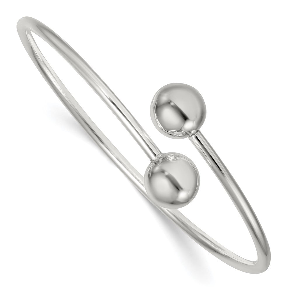 Sterlingsilber Poliert Kugel Flexibel Manschette Armreif