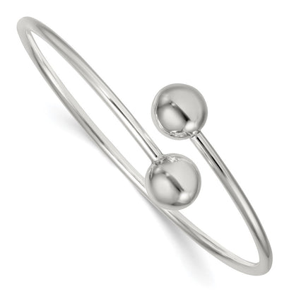 Sterlingsilber Poliert Kugel Flexibel Manschette Armreif