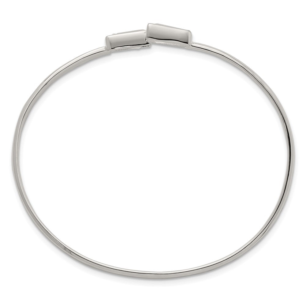 Sterlingsilber Poliert Verjüngt Baguette Zirkonia Manschette Armreif