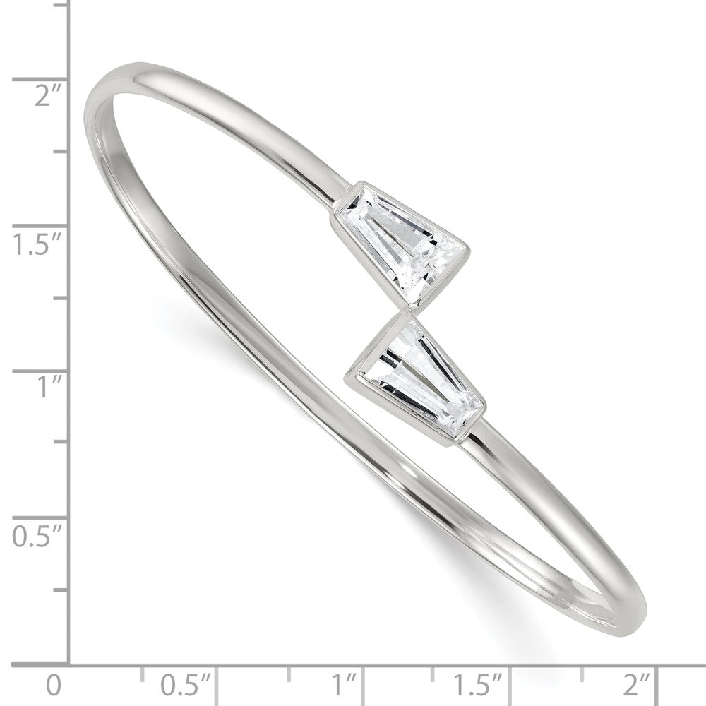 Sterlingsilber Poliert Verjüngt Baguette Zirkonia Manschette Armreif