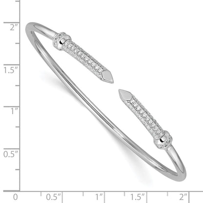 Sterlingsilber Rhodiniert Zirkonia Pointed Flexibel Manschette Armreif