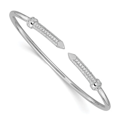 Sterlingsilber Rhodiniert Zirkonia Pointed Flexibel Manschette Armreif