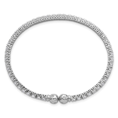 Sterlingsilber Rhodiniert Poliert Zirkonia Stern Flexibel Manschette Armreif