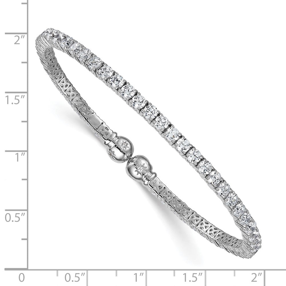 Sterlingsilber Rhodiniert Poliert Zirkonia Stern Flexibel Manschette Armreif