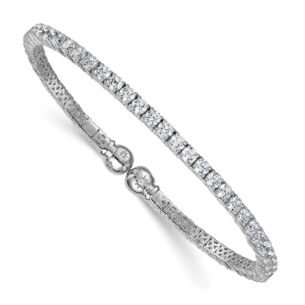 Sterlingsilber Rhodiniert Poliert Zirkonia Stern Flexibel Manschette Armreif