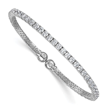 Sterlingsilber Rhodiniert Poliert Zirkonia Stern Flexibel Manschette Armreif