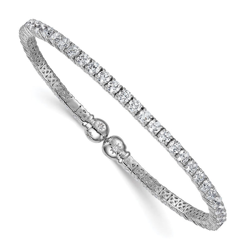 Sterlingsilber Rhodiniert Poliert Zirkonia Stern Flexibel Manschette Armreif