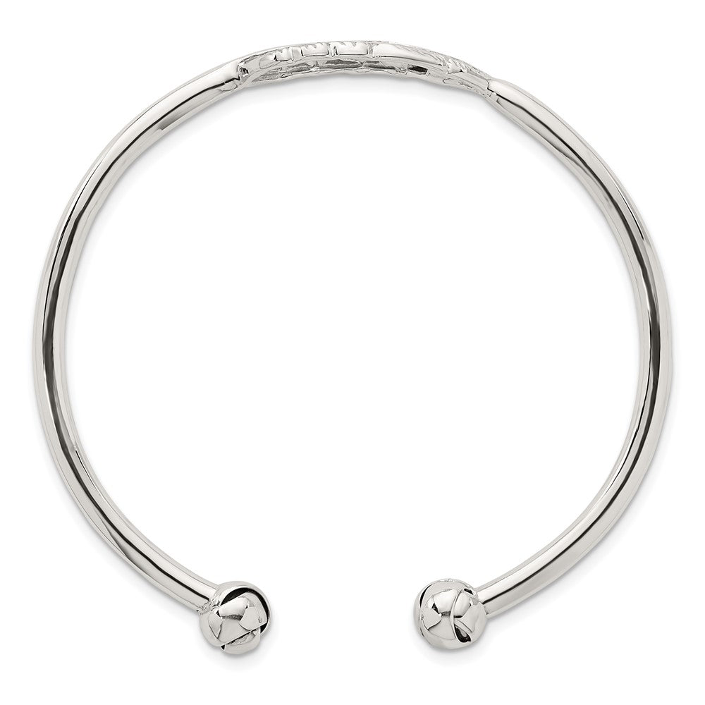 Sterlingsilber Poliert und Gerillt Feder Manschette Armreif
