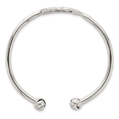 Sterlingsilber Poliert und Gerillt Feder Manschette Armreif