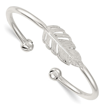 Sterlingsilber Poliert und Gerillt Feder Manschette Armreif