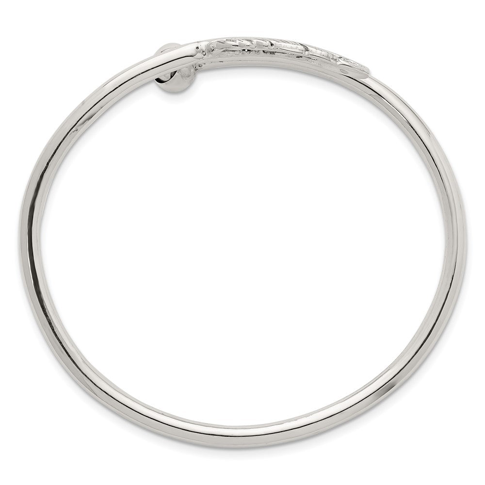 Sterlingsilber Poliert und Gerillt Feder Bypass Manschette Armreif