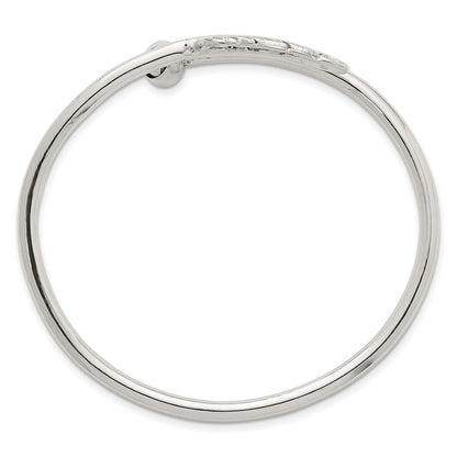 Sterlingsilber Poliert und Gerillt Feder Bypass Manschette Armreif