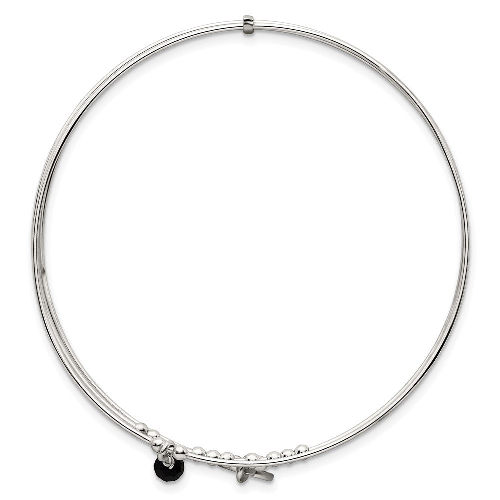Sterlingsilber Gekugelt Schwarz Glas Wundertätig Medaille Charm Schieber auf Armreif
