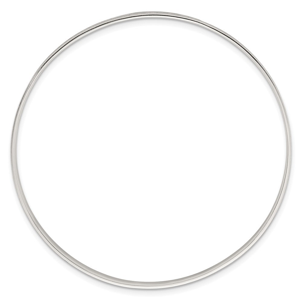 Sterlingsilber Poliert Flach Strukturiert 4.0mm Blumen Muster Schieber auf Armreif