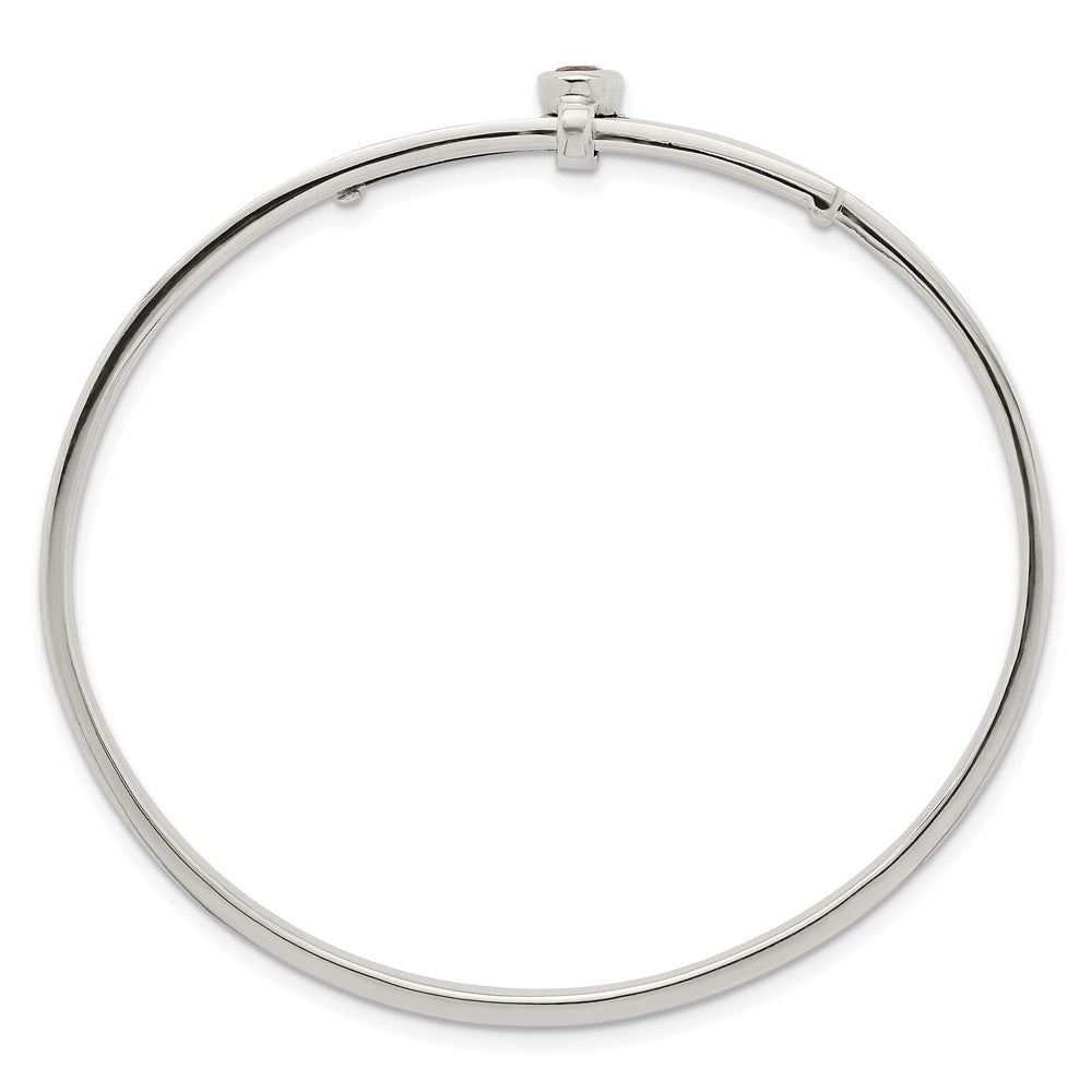 Sterlingsilber Poliert Oval Rot Zirkonia Schieber auf Expandable Armreif