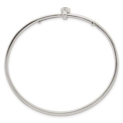Sterlingsilber Poliert Oval Rot Zirkonia Schieber auf Expandable Armreif
