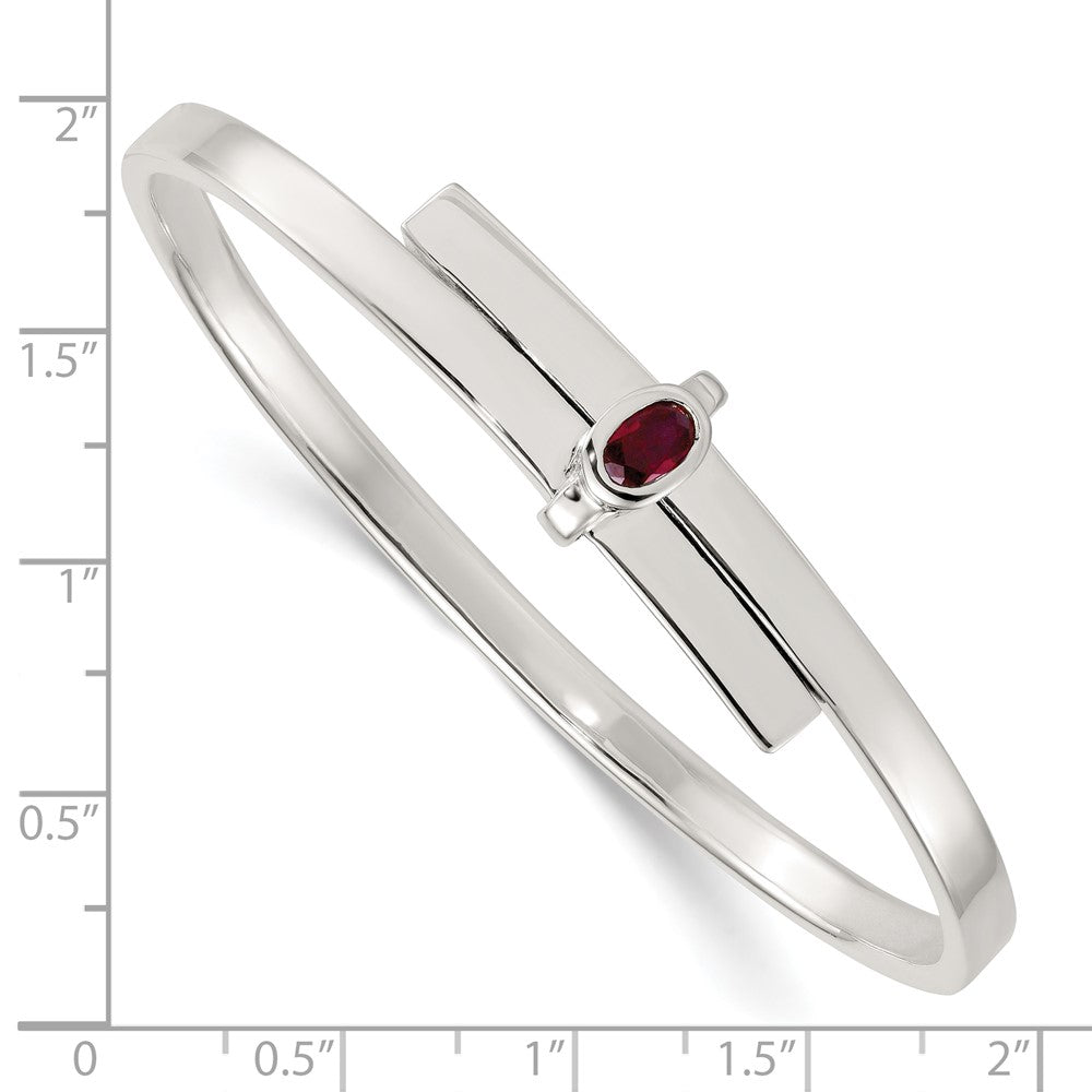 Sterlingsilber Poliert Oval Rot Zirkonia Schieber auf Expandable Armreif