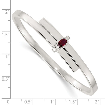 Sterlingsilber Poliert Oval Rot Zirkonia Schieber auf Expandable Armreif